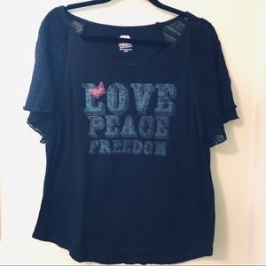 Love Boho lace black shirt Route 66